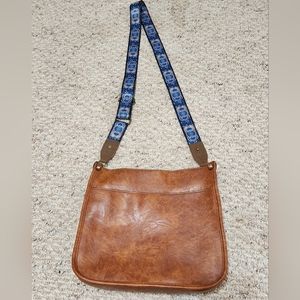 Brown Leather-like Crossbody